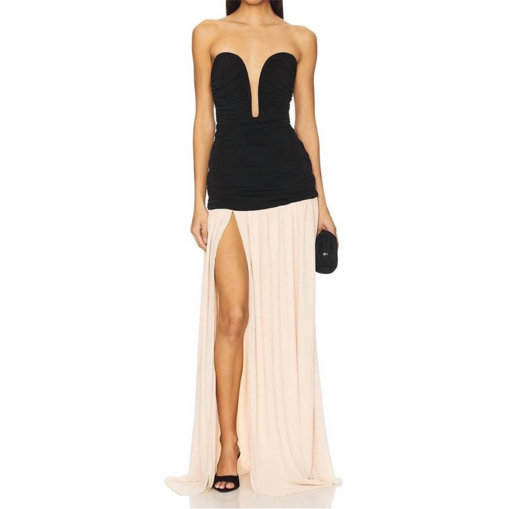 Lovers + Friends Strapless Black and Cream Gown